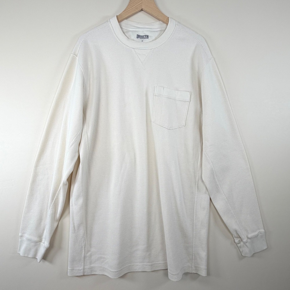 Duluth Trading Co Mens Large Tall Waffle Knit Thermal Shirt Cream Workwear LT
